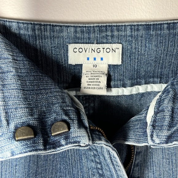 Covington Stone Washed Jean Midi Skirt Stretch Size 10 - Picture 3 of 4